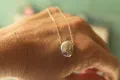 Beach Pebble Necklace with Swarovski Crystal