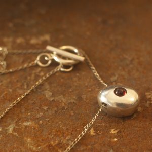 Beach Pebble Necklace with Garnet