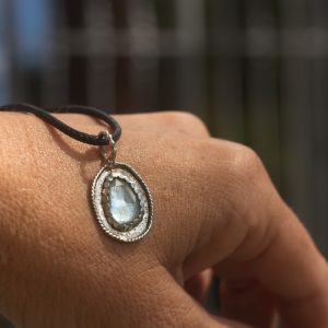 Swiss Blue Topaz & Textured Silver Pendant