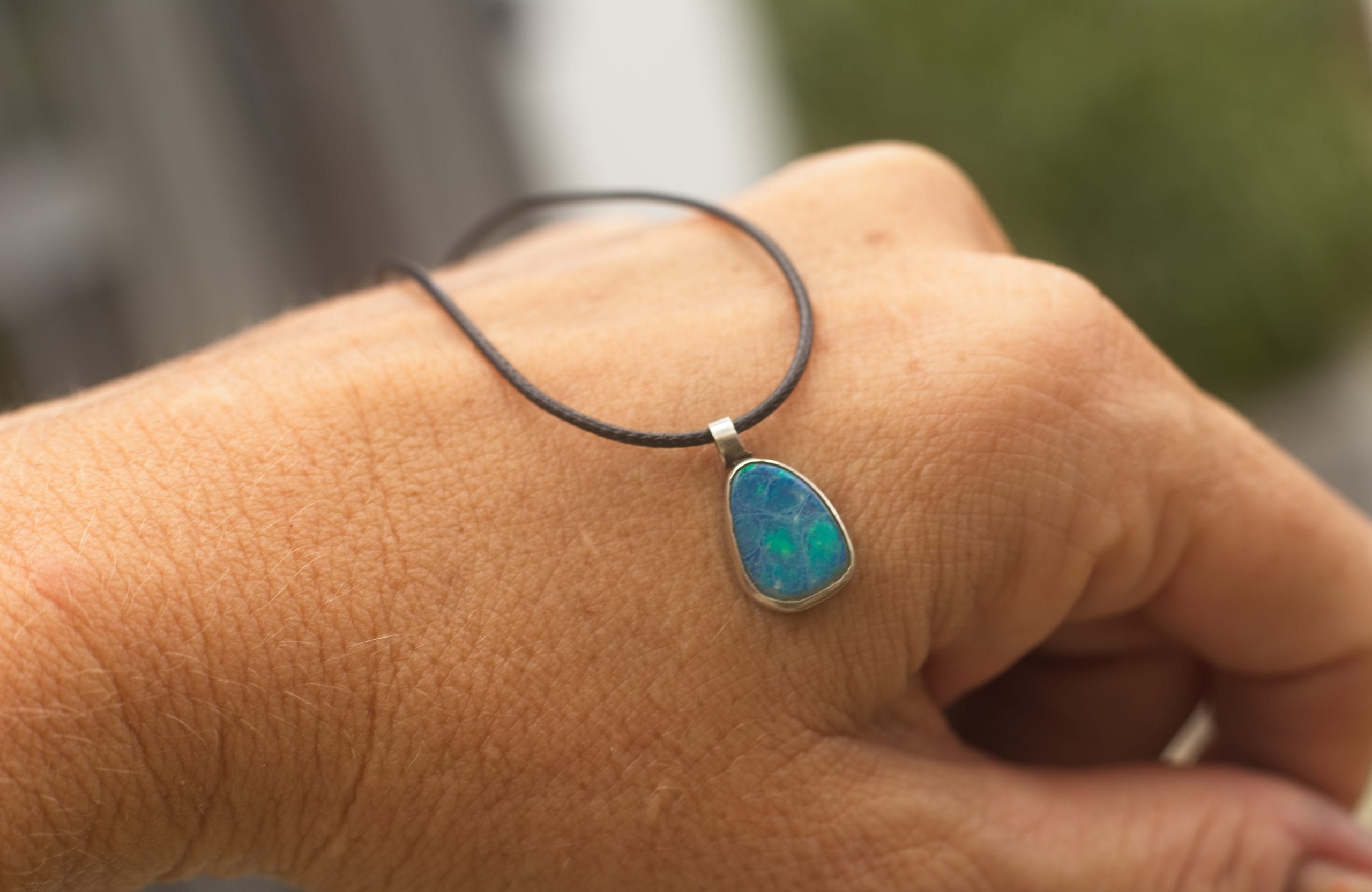 Opal Doublet & Silver Drop Pendant - Image 3