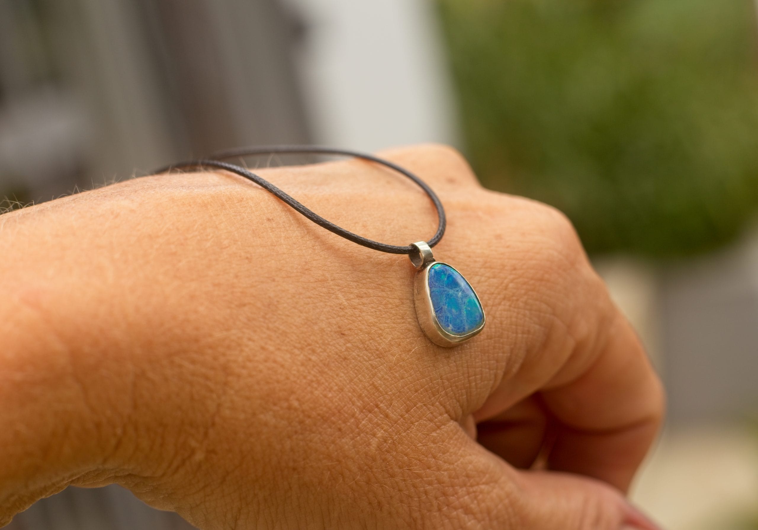 Opal Doublet & Silver Drop Pendant - Image 4