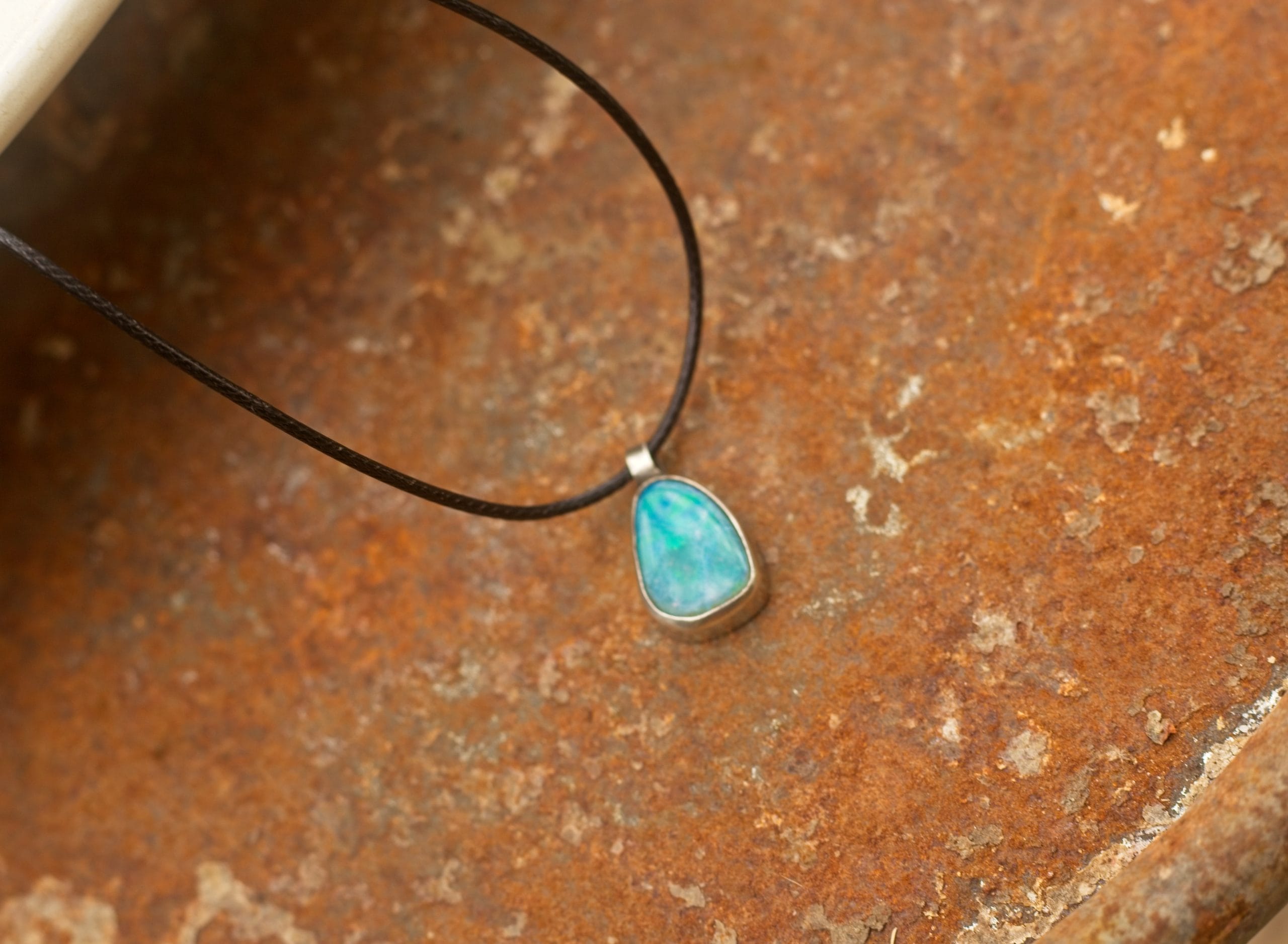 Opal Doublet & Silver Drop Pendant - Image 5