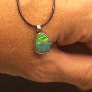 Opal Doublet & Silver Drop Pendant