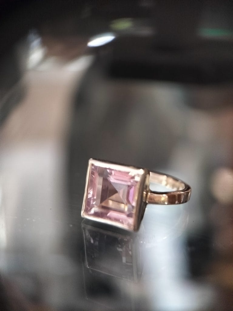Custom pink amethyst ring