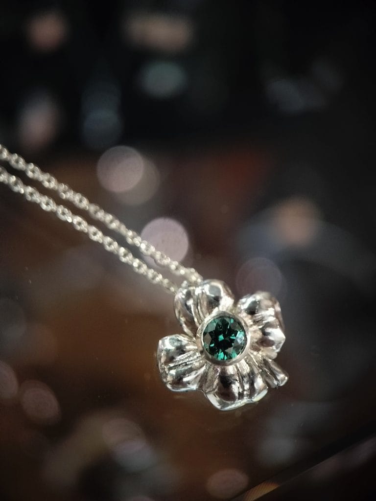 shamrock, moissanite, green, pendant, lucky