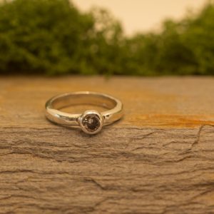 Silver Band With Grade AA Moissanite
