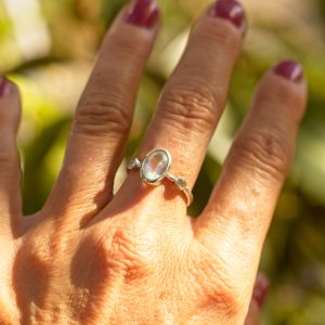 ring, silver, moonstone