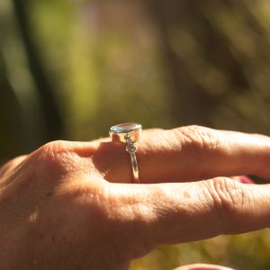 ring, silver, moonstone