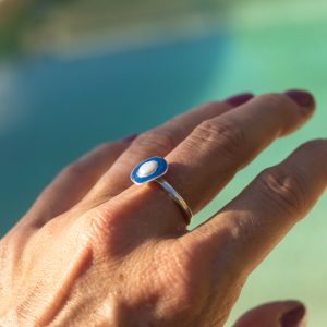 ring, silver, resin, pearl