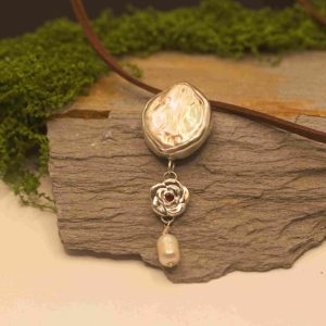 Baroque Pearl & Ruby Bloom Pendant