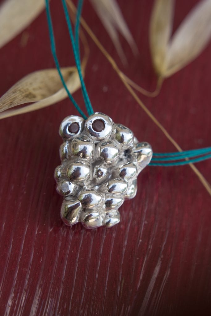 seedpod, necklace, pendant, silver